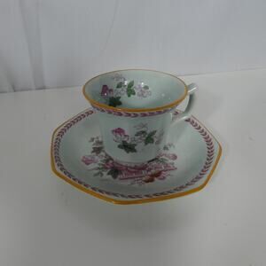 Vintage Adams England Calyx Ware Tea Cup And Saucer Pink Floral
